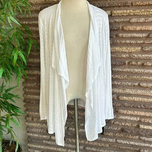 INC International Concepts White Open Drape Asymmetrical Cardigan Sweate…